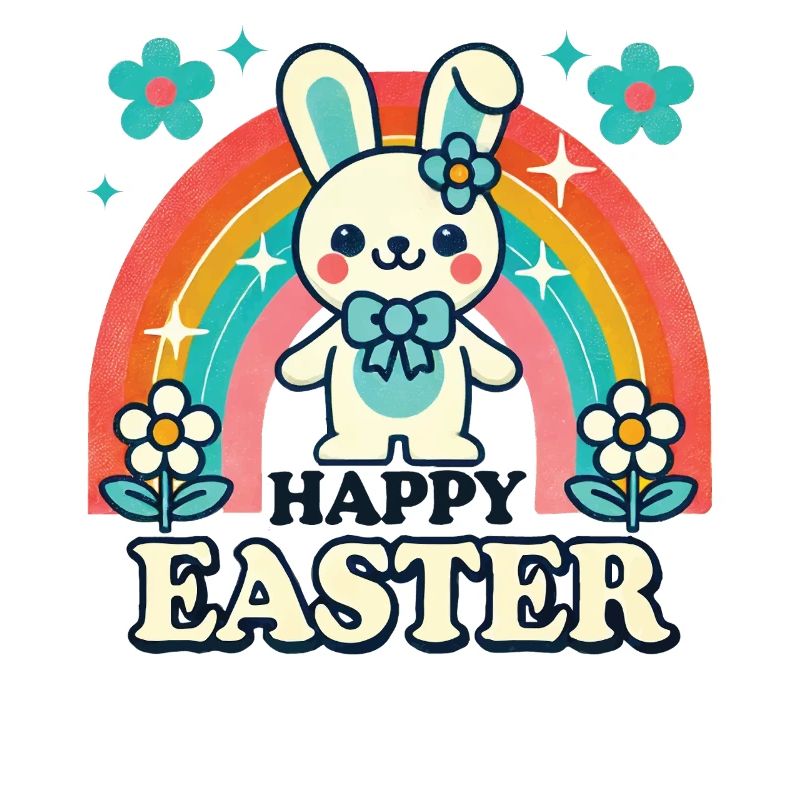Pâques Coloré Rétro Lapin Joyeuses Pâques