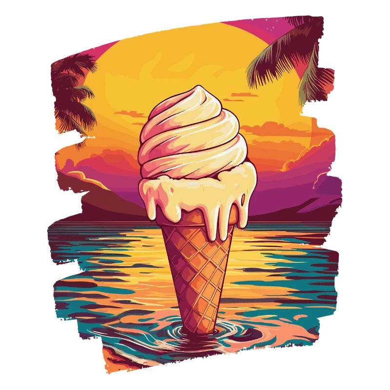 Glace et boule de glace coucher de soleil d’été