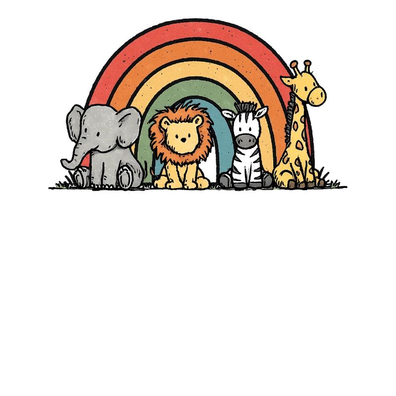 Elefant Löwe Zebra Giraffe Regenbogen Kinder