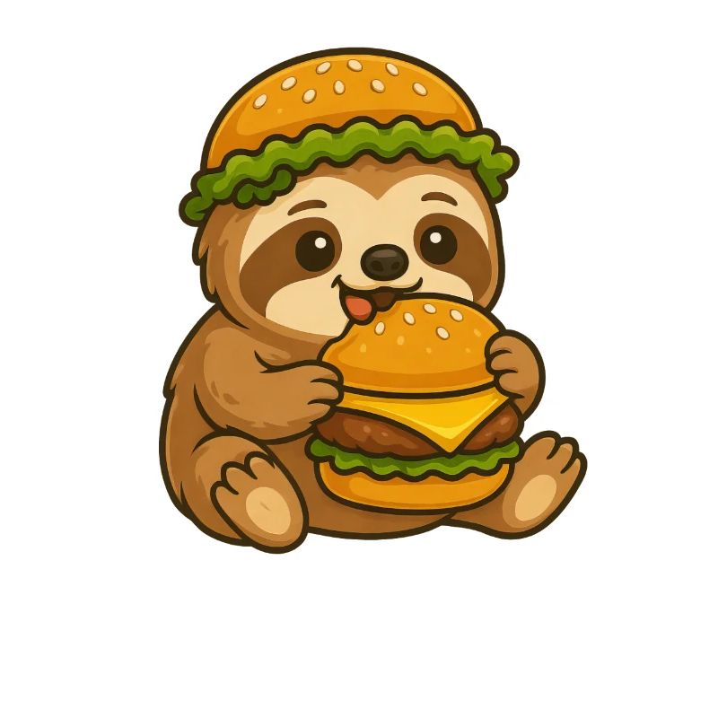 Cute Sloth Hamburger Cheeseburger Whimsical
