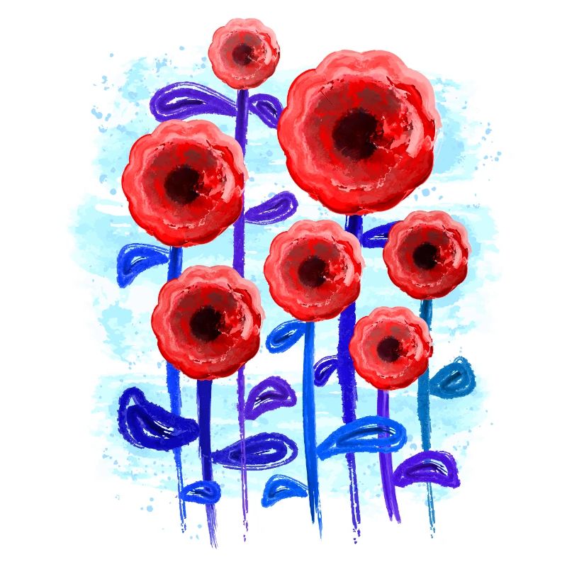 Rote Blumen (Wasserfarben)