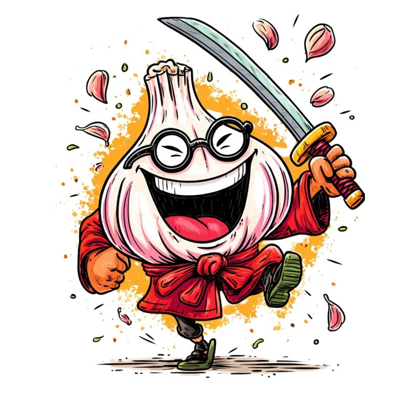 Furchtloser Knoblauch Samurai Heldencharakter