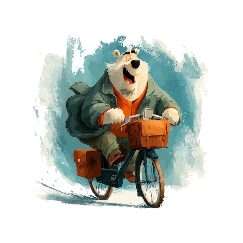Funny bear with bicycle