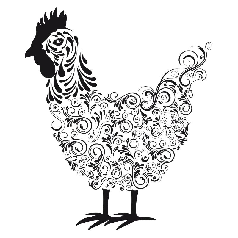 Artistic Chakra Rooster with Floral Patterns
