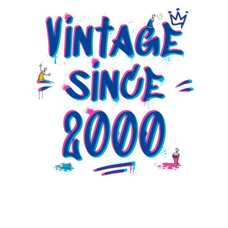 Vintage Since 2000 Graffiti Glitch Retro Hip-Hop