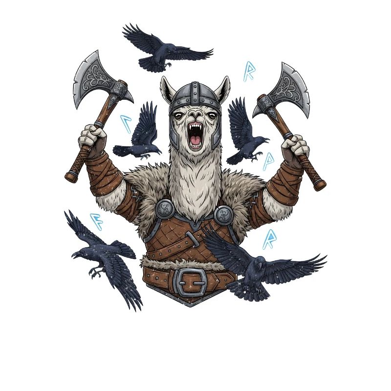 Viking Alpaca Berserker with Ravens