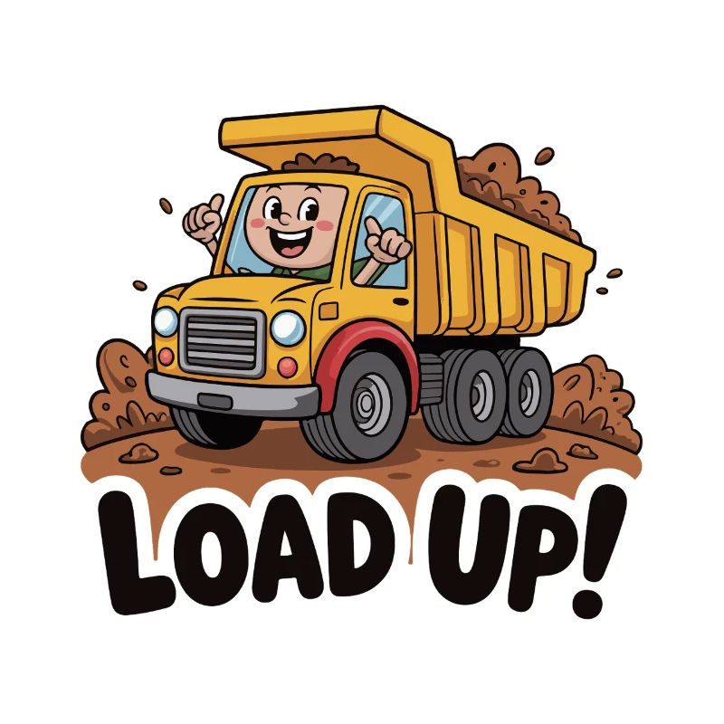 Bau-Muldenkipper-Cartoon-Design