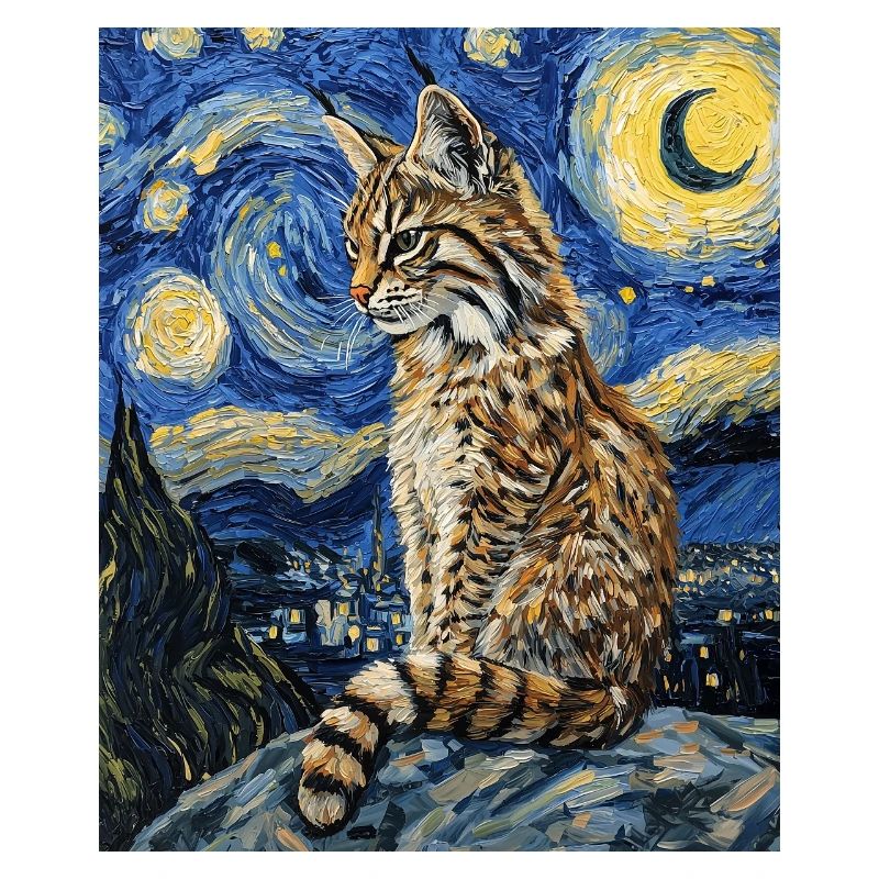 Lynx Van Gogh Style Starry