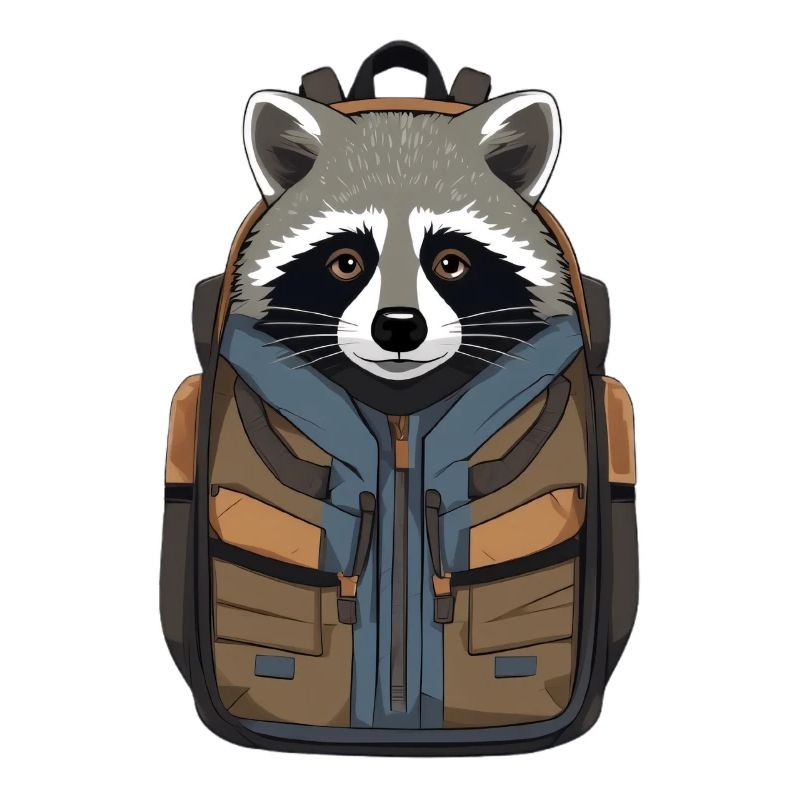 Raccoon with backpack illustration
