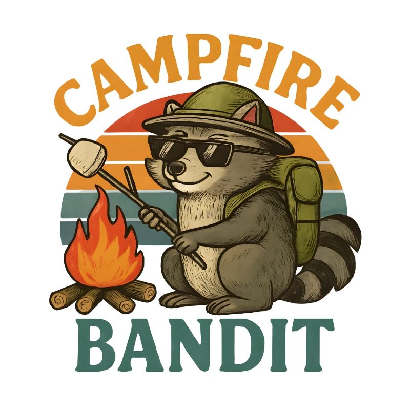  Campfire Bandit – Retro Waschbär mit Marshmallows