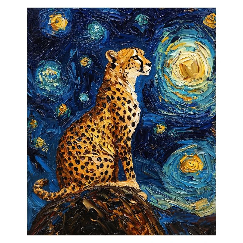 Guépard Léopard Style Van Gogh Étoilé