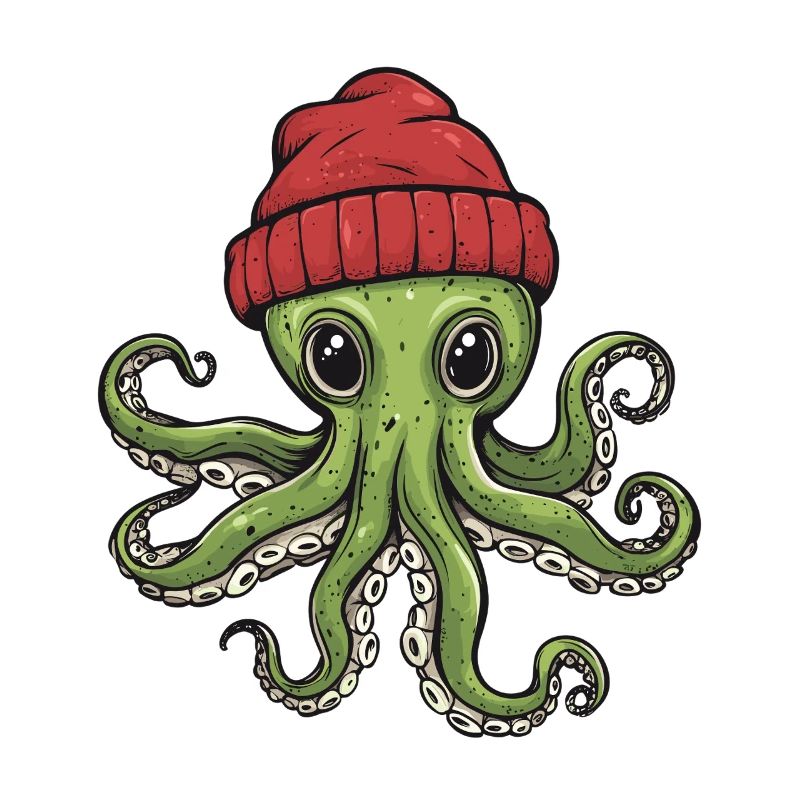 Humorous octopus with hat