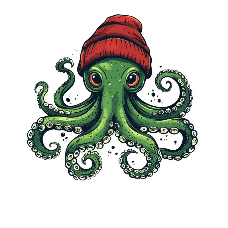 Octopus with red hat