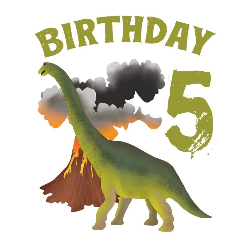 5 Year Old Birthday Boy Dino Volcano - 5th