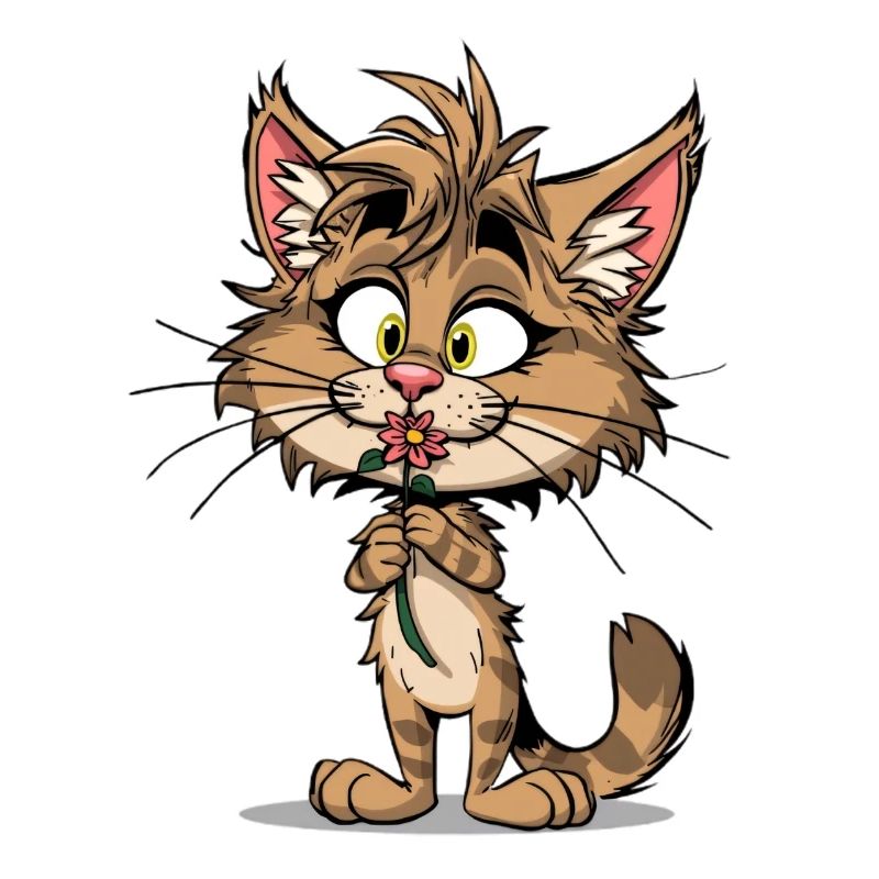 Chat mignon avec fleur