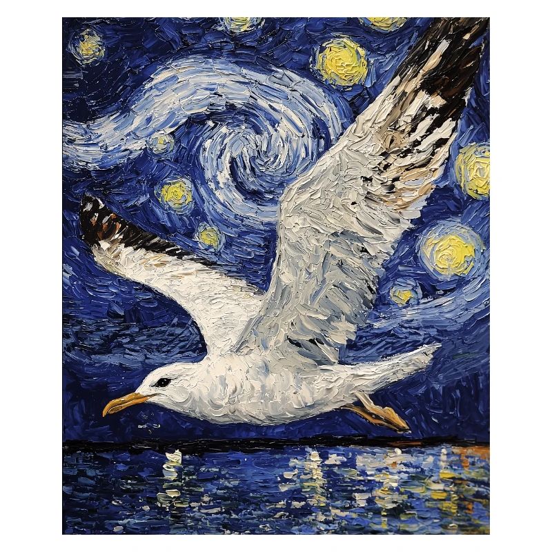 Seagull Bird Van Gogh Style Starry Night