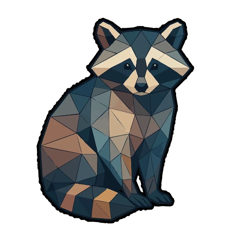 Raton laveur géométrique Low Poly