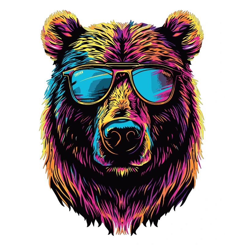 Retro Outdoor Wilderness Bear Trees