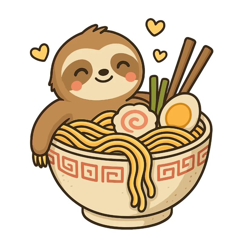 Sloth in a ramen cup