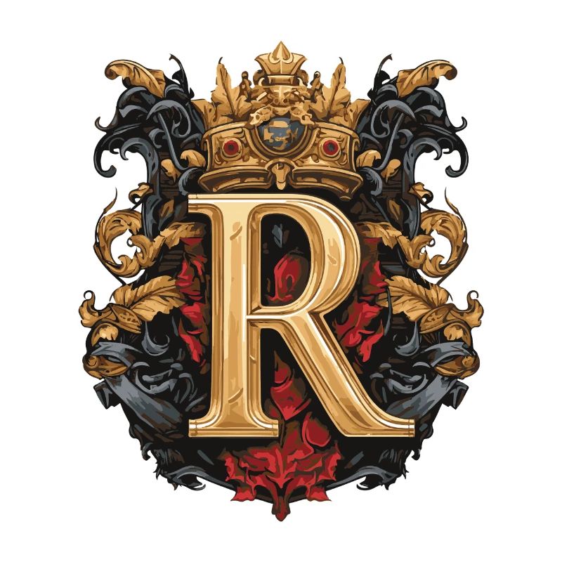 R Buchstabe Name Krone