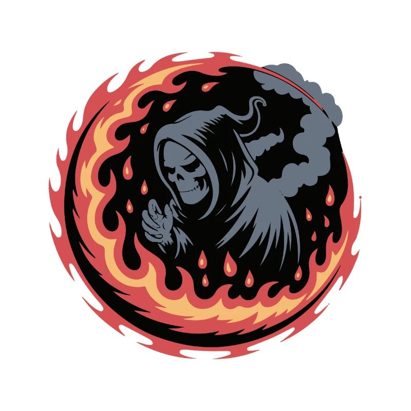 Flaming Grim Reaper Circle