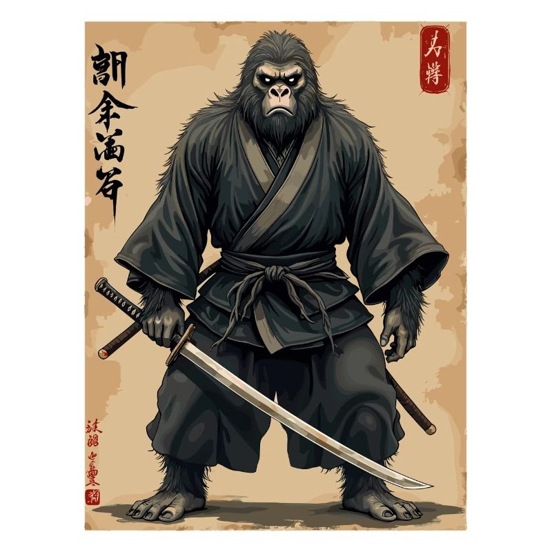 Gorilla Samurai mit Katana