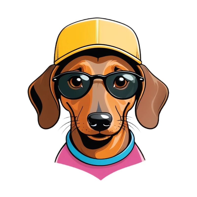 Dackel mit Sonnenbrille Cap Pink