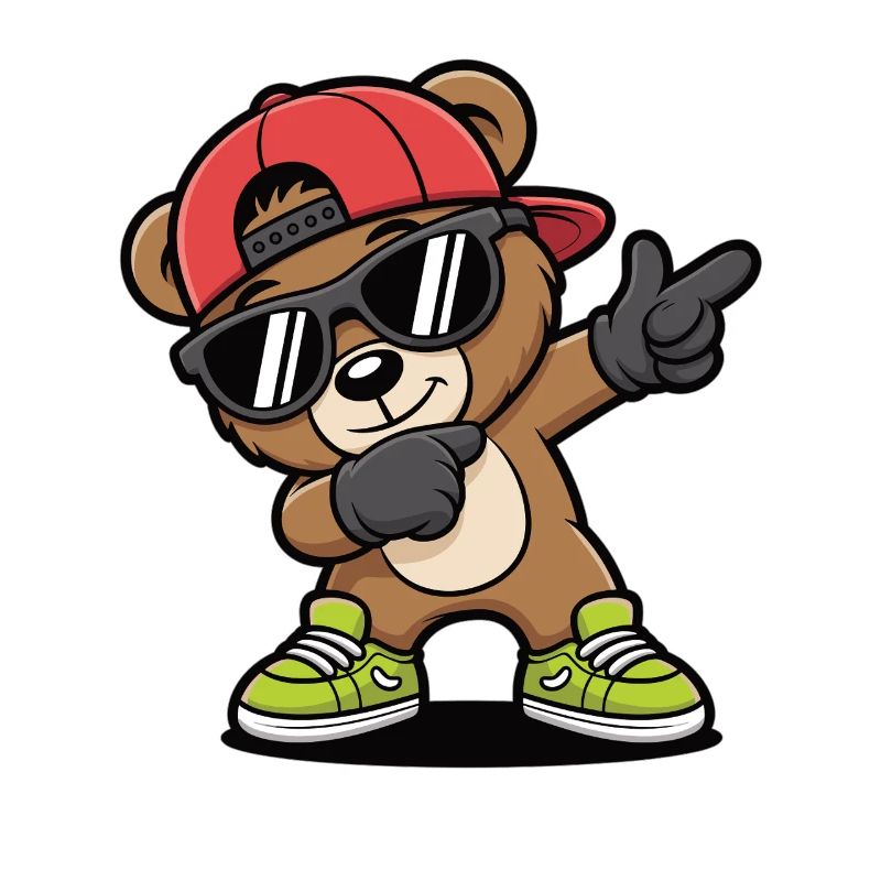 Dabbing Bear with Cap & Sunglasses – Cool Kids