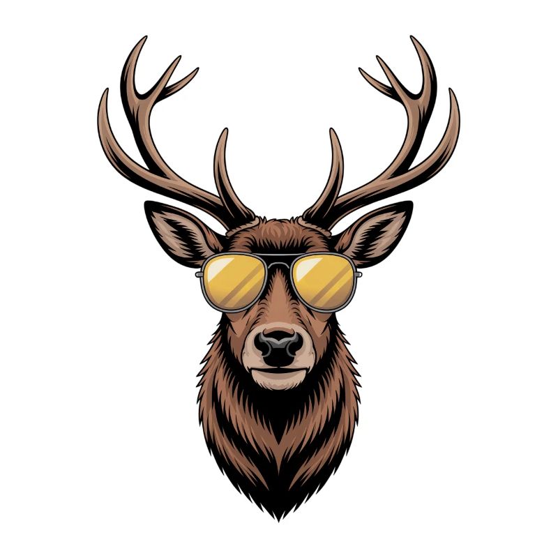 Hirsch mit Geweih und Sonnenbrille