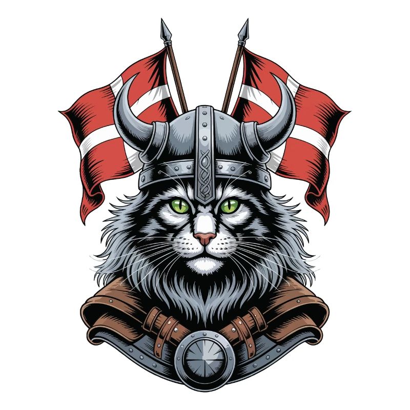 Chat Viking avec casque