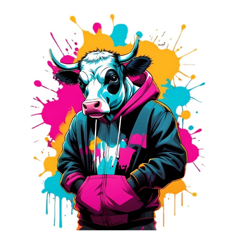 Vache graffiti en sweat à capuche