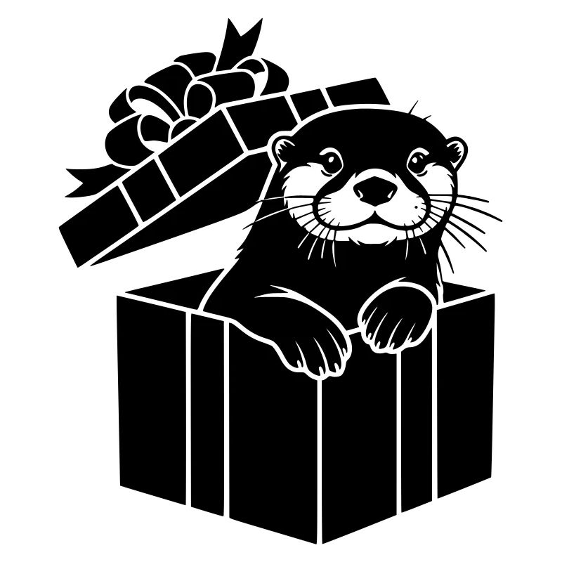 Otter in Geschenkbox Weihnachtsmotiv