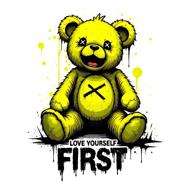 Love Yourself First Teddy Bear Graffiti