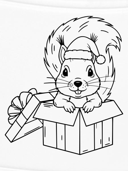 Süßes Weihnachts-Eichhörnchen in Geschenkbox