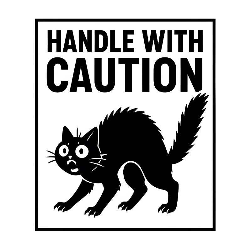 Handle With Caution Katze Achtung Spruch Fun