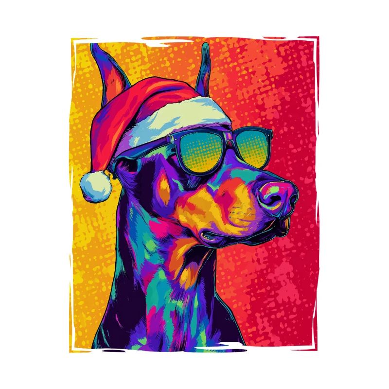 Portrait de Noël du Doberman