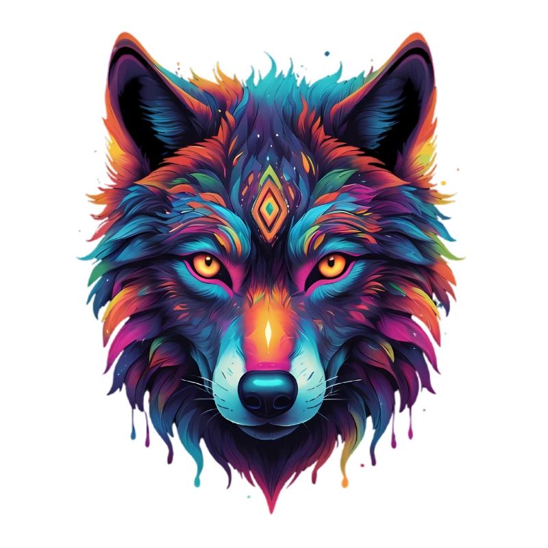 Neon-Wolf Kernmotiv Farbexplosion