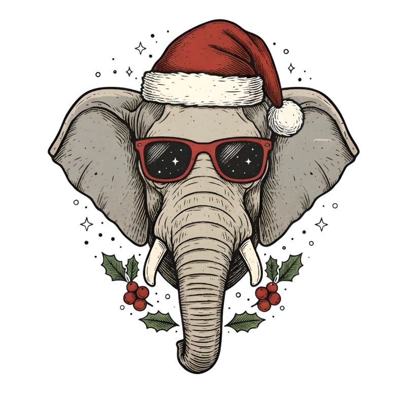 Éléphant de Noël drôle