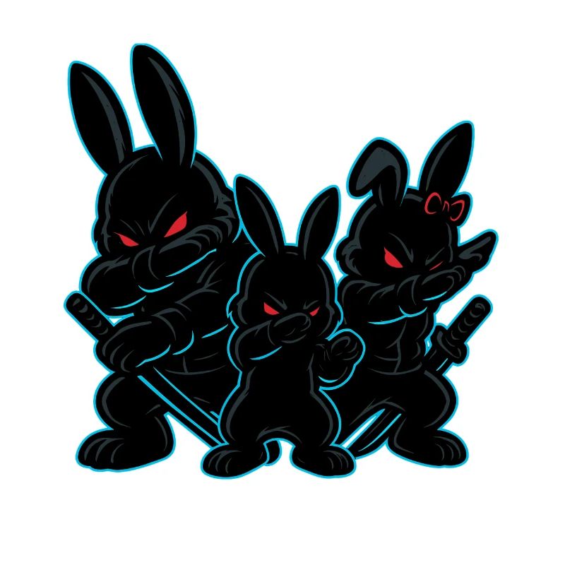 ninja Easter bunny dabbing, cool bunny gang