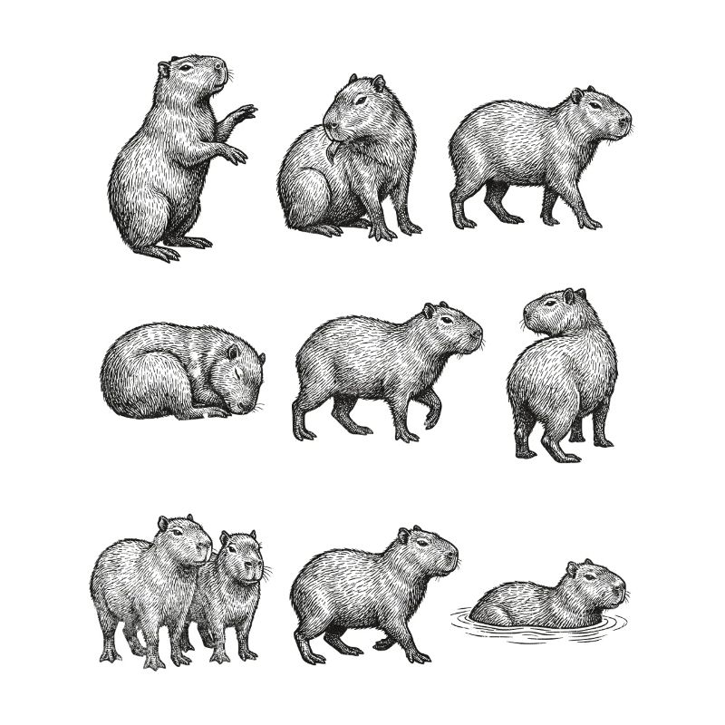 Silhouettes de capybara dans la conception forestière