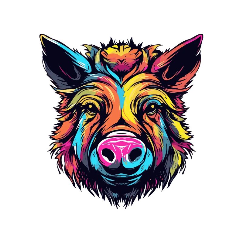 Neonfarbenes Wildschwein