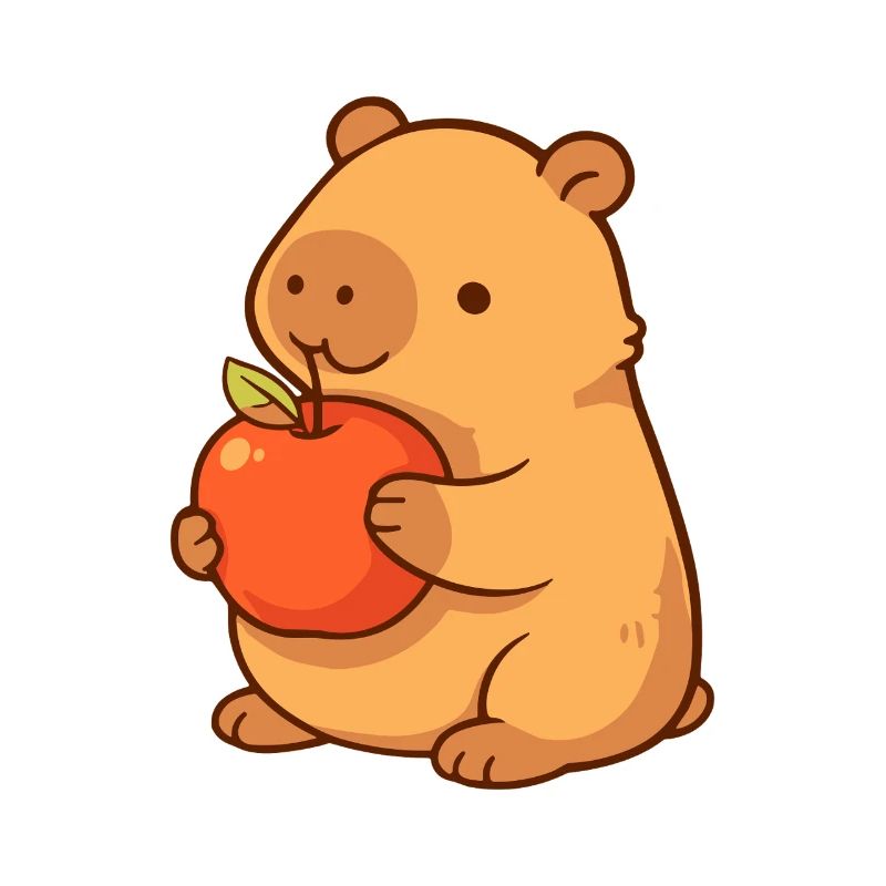 Illustration de capybara avec pomme