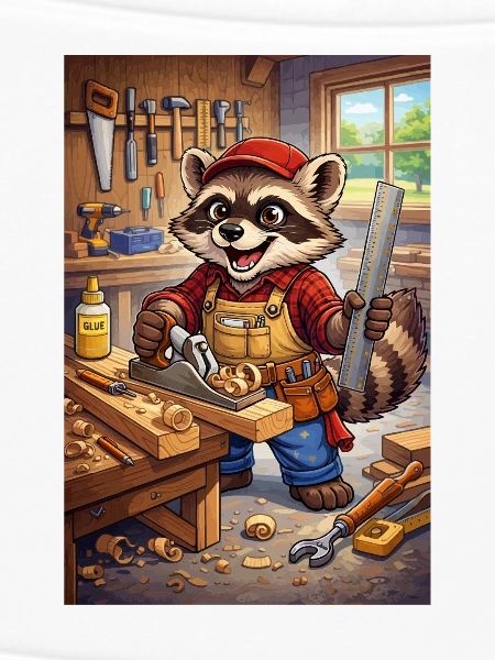 Waschbär Holzhandwerker