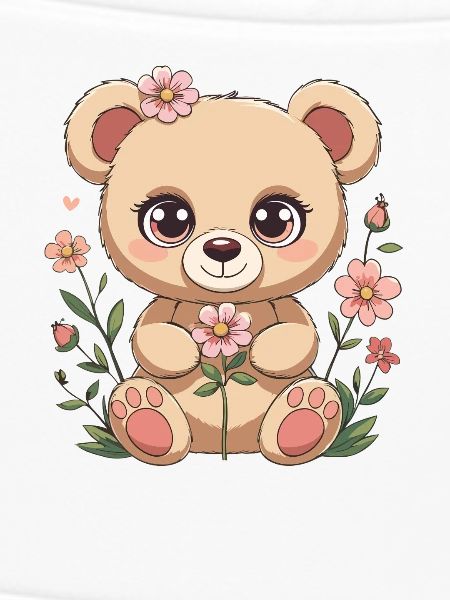 Cuddly bear with flowers