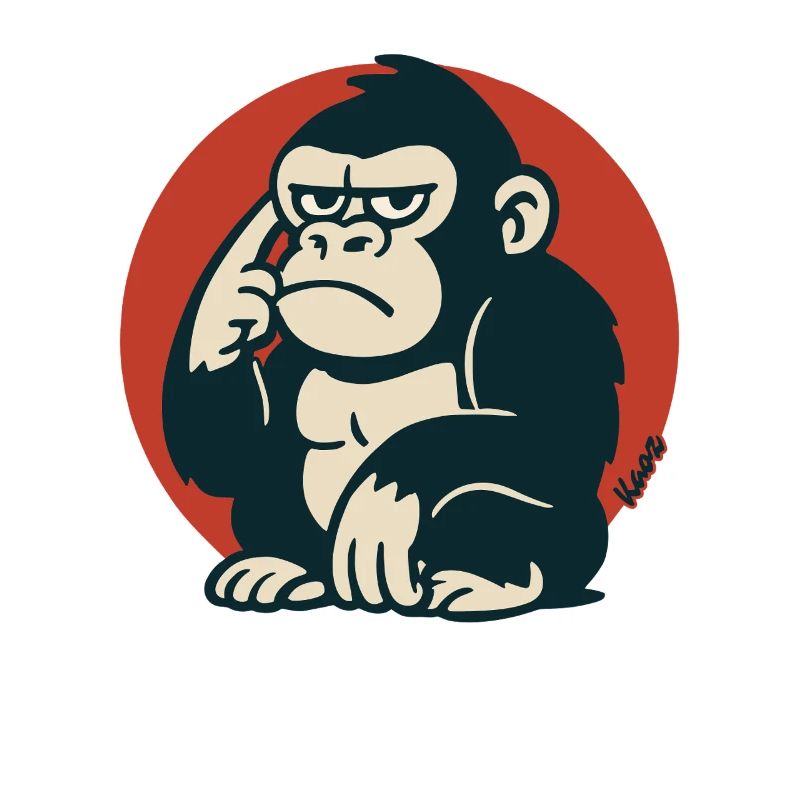 Pensive Monkey in Retro Style