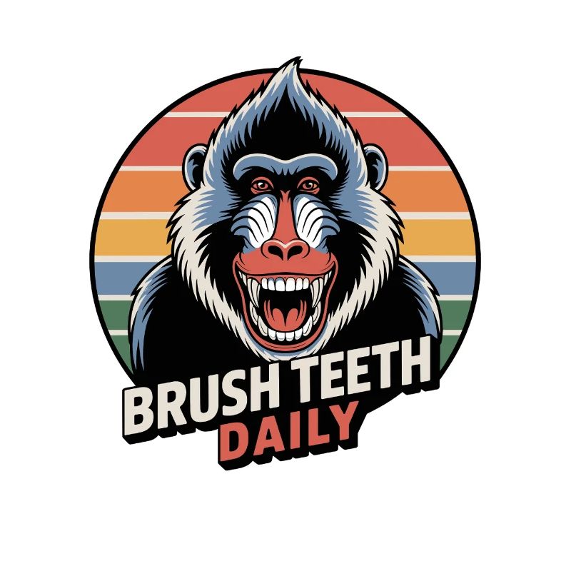 Daily Brushing Teeth Mandrill Monkey