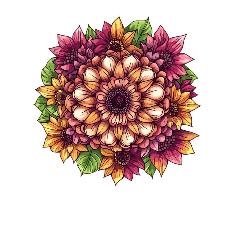 Orangene Sonnenblumen Mandala