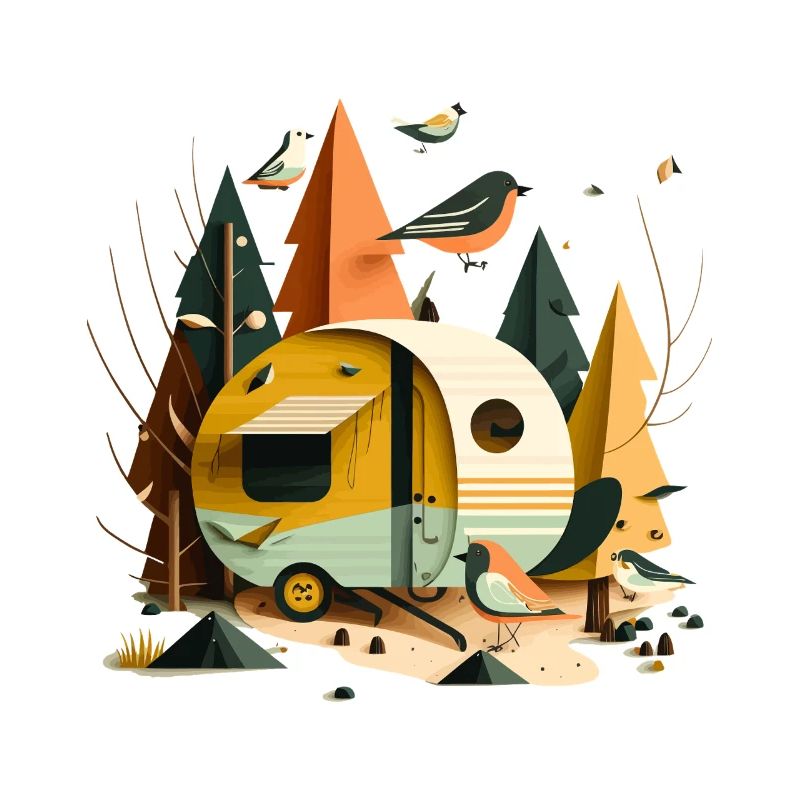 La caravane dans la forêt