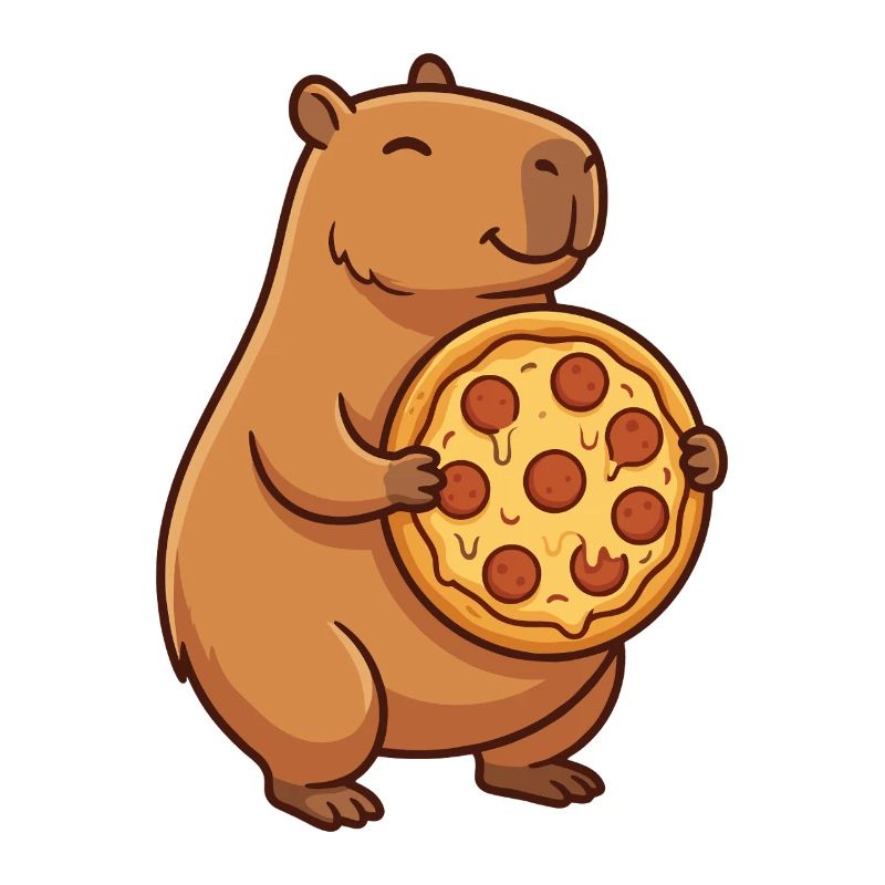 Capybara mit Pizza 