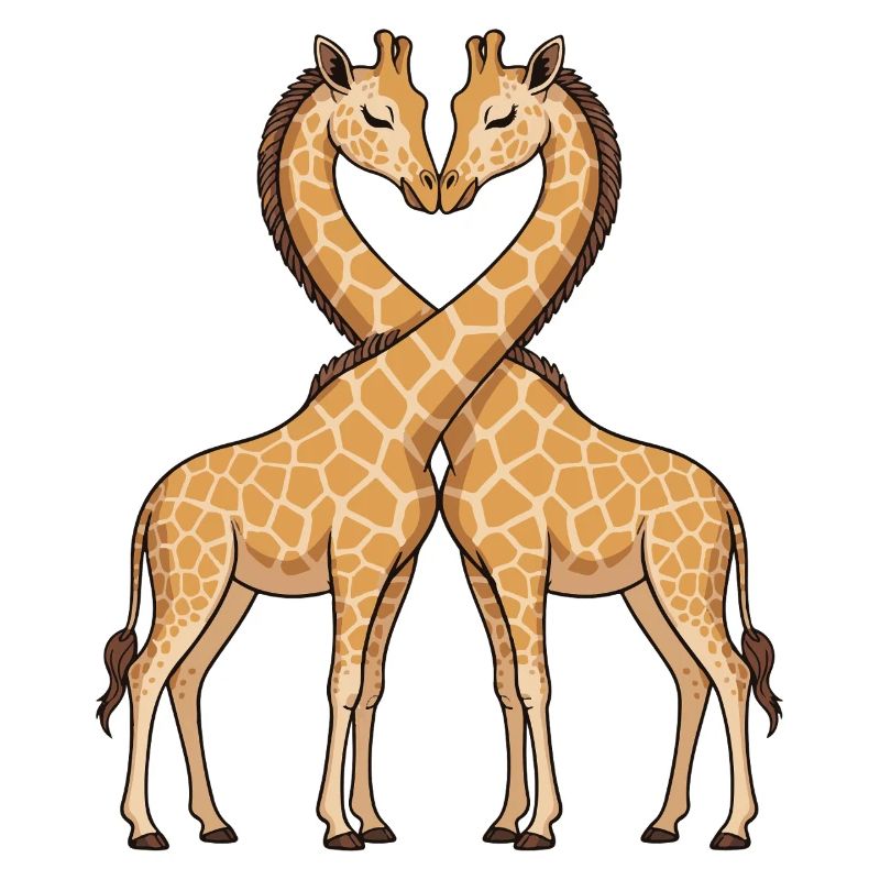Heart-shaped giraffe duo
